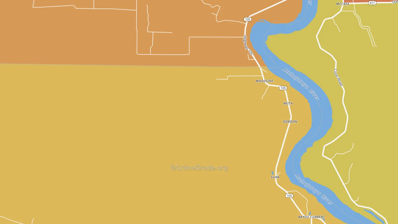 Woodside, LA Map of Arson Rates