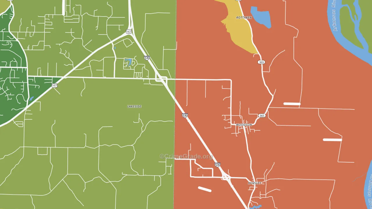 Woodson, AR Map of Arson Rates