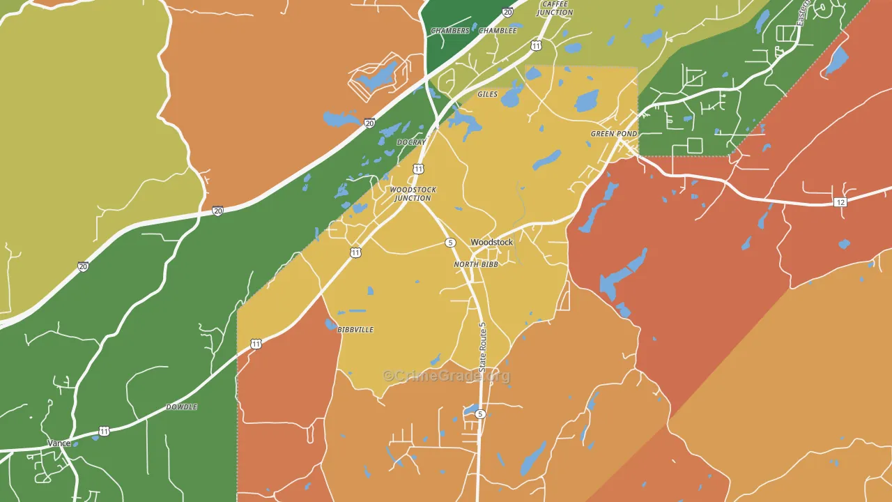 Woodstock, AL Map of Arson Rates