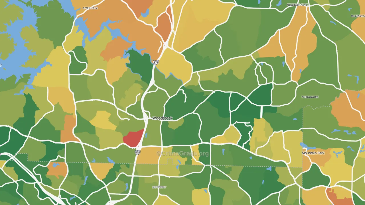 Woodstock, GA Map of Arson Rates