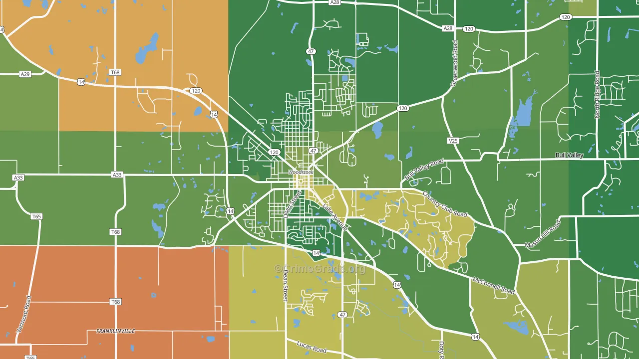 Woodstock, IL Map of Arson Rates