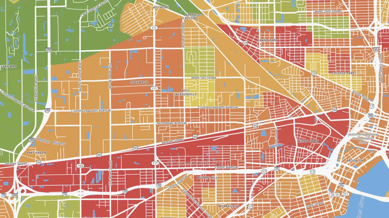 Woodstock, Jacksonville, FL Map of Arson Rates