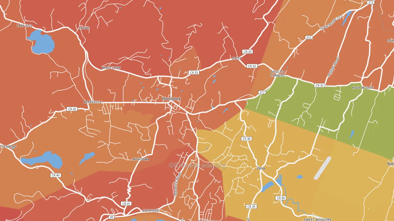 Woodstock, NY Map of Arson Rates