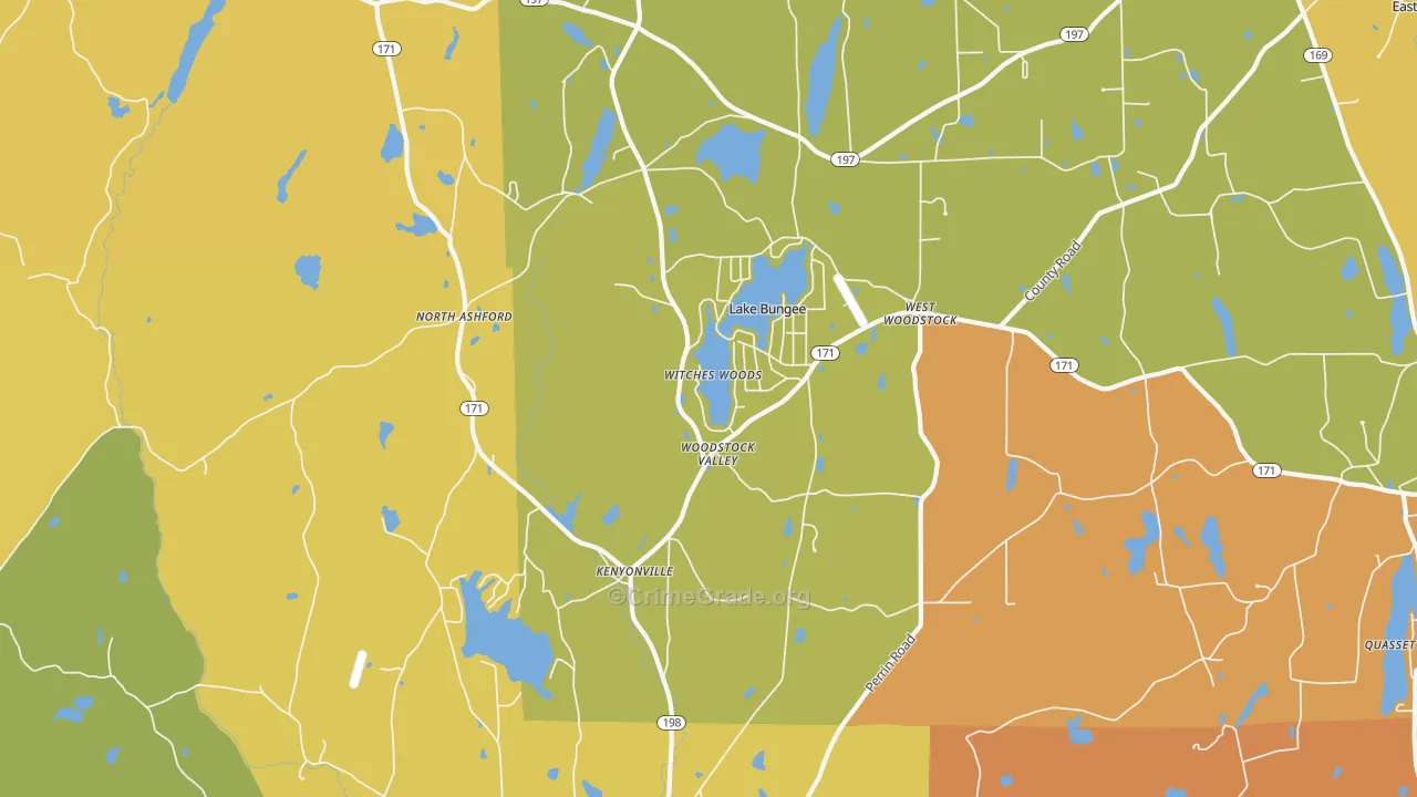 Woodstock Valley, CT Map of Arson Rates