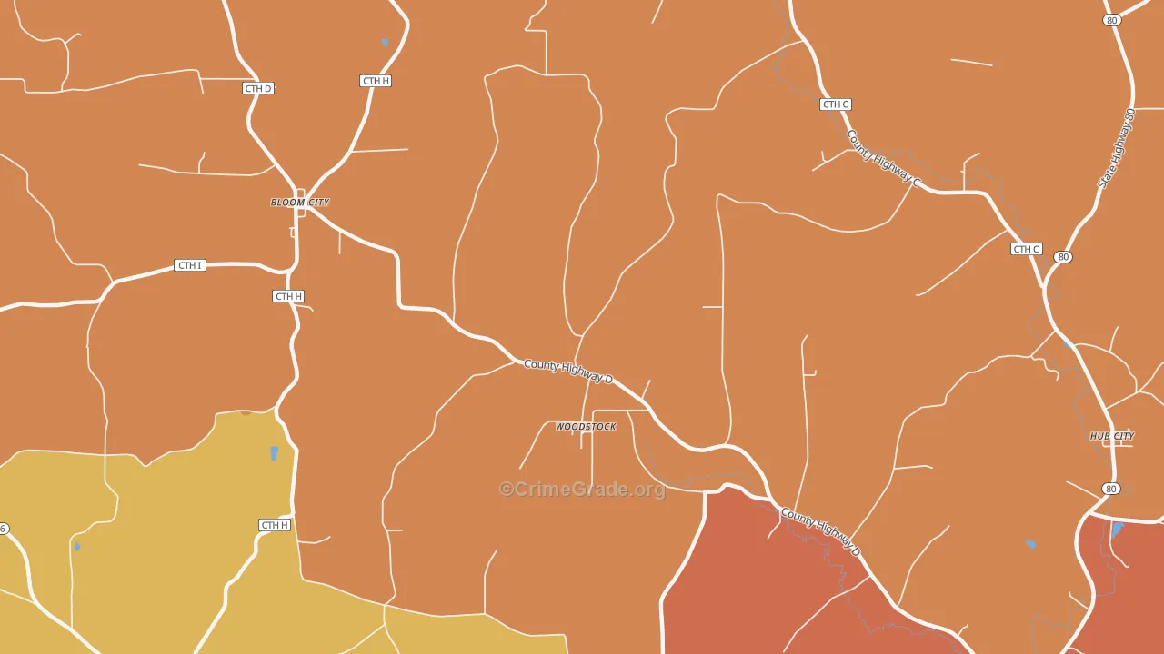 Woodstock, WI Map of Arson Rates