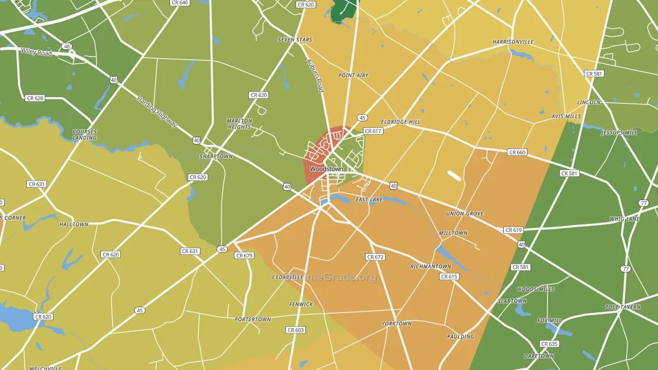 Woodstown, NJ Map of Arson Rates