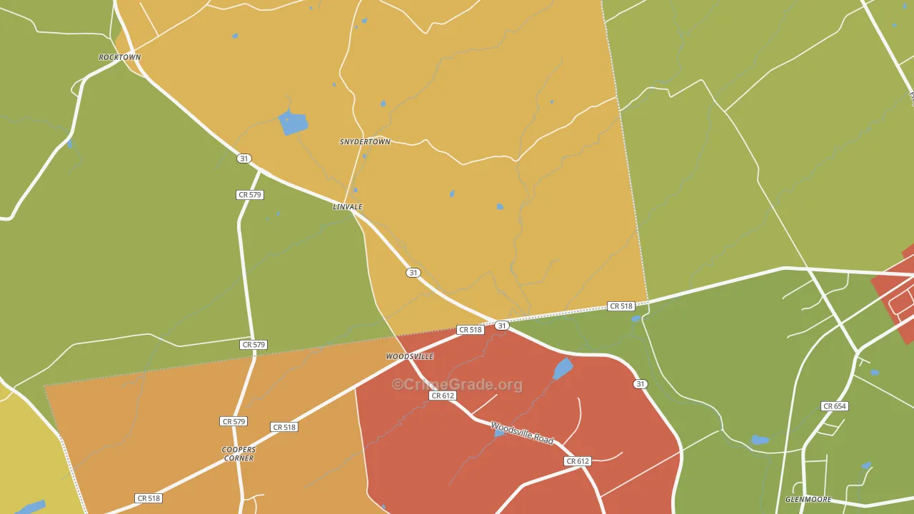 Woodsville, NJ Map of Arson Rates