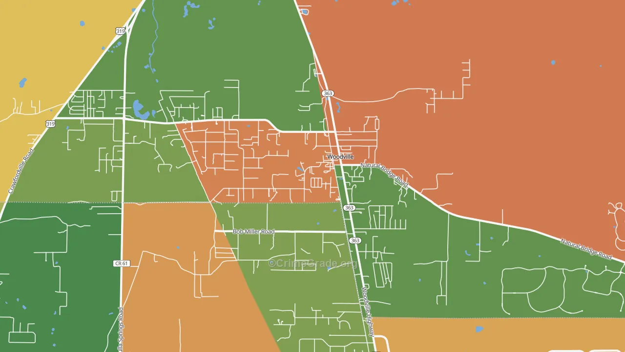 Woodville, FL Map of Arson Rates