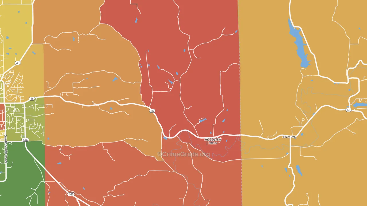 Woodville Hills, IN Map of Arson Rates