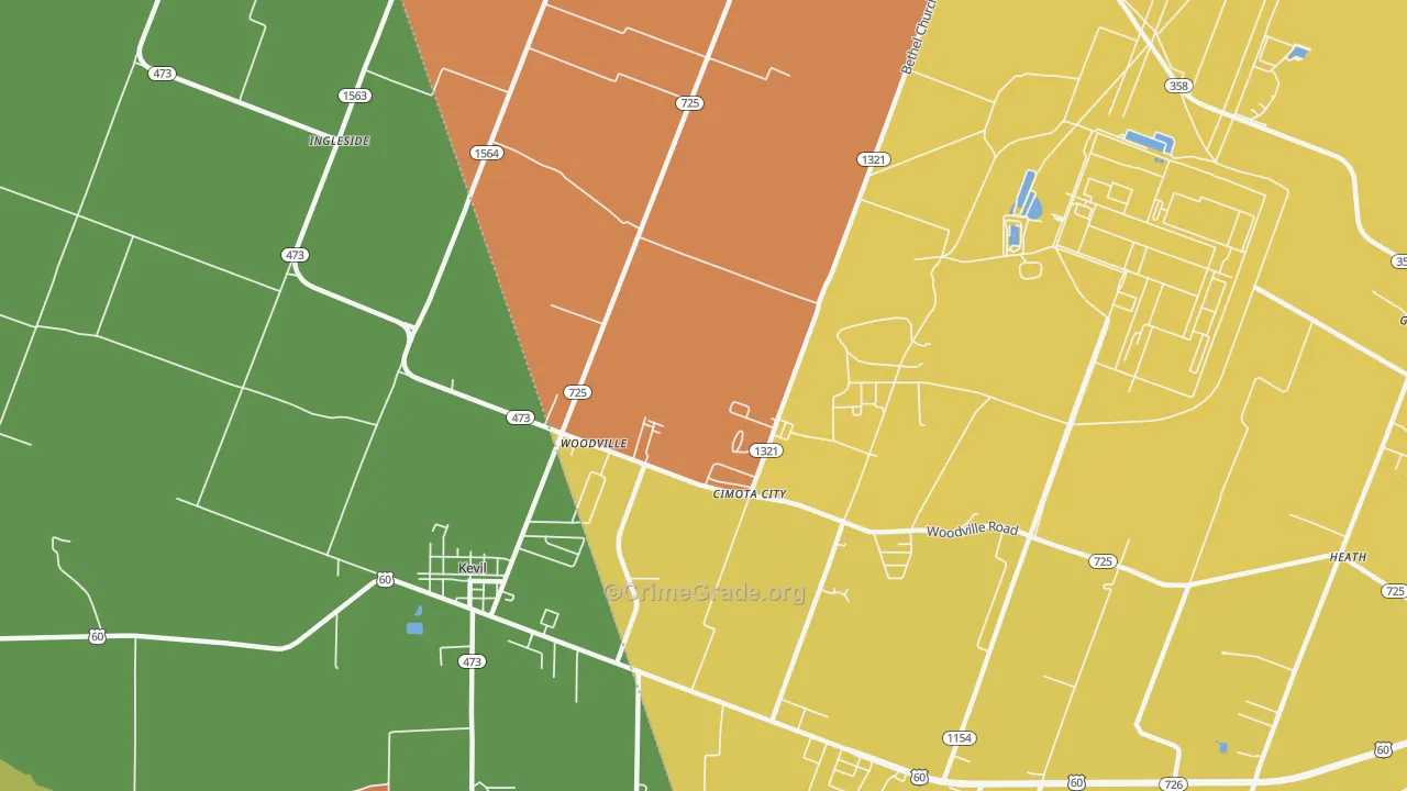 Woodville, KY Map of Arson Rates