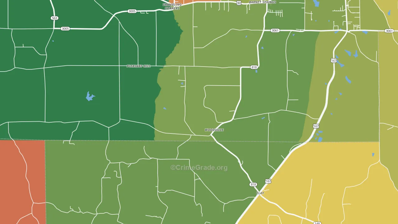 Woodville, LA Map of Arson Rates