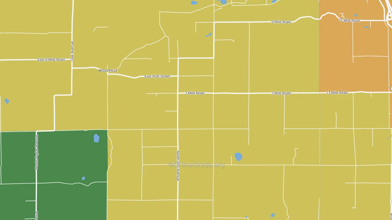 Woodville, MI Map of Arson Rates