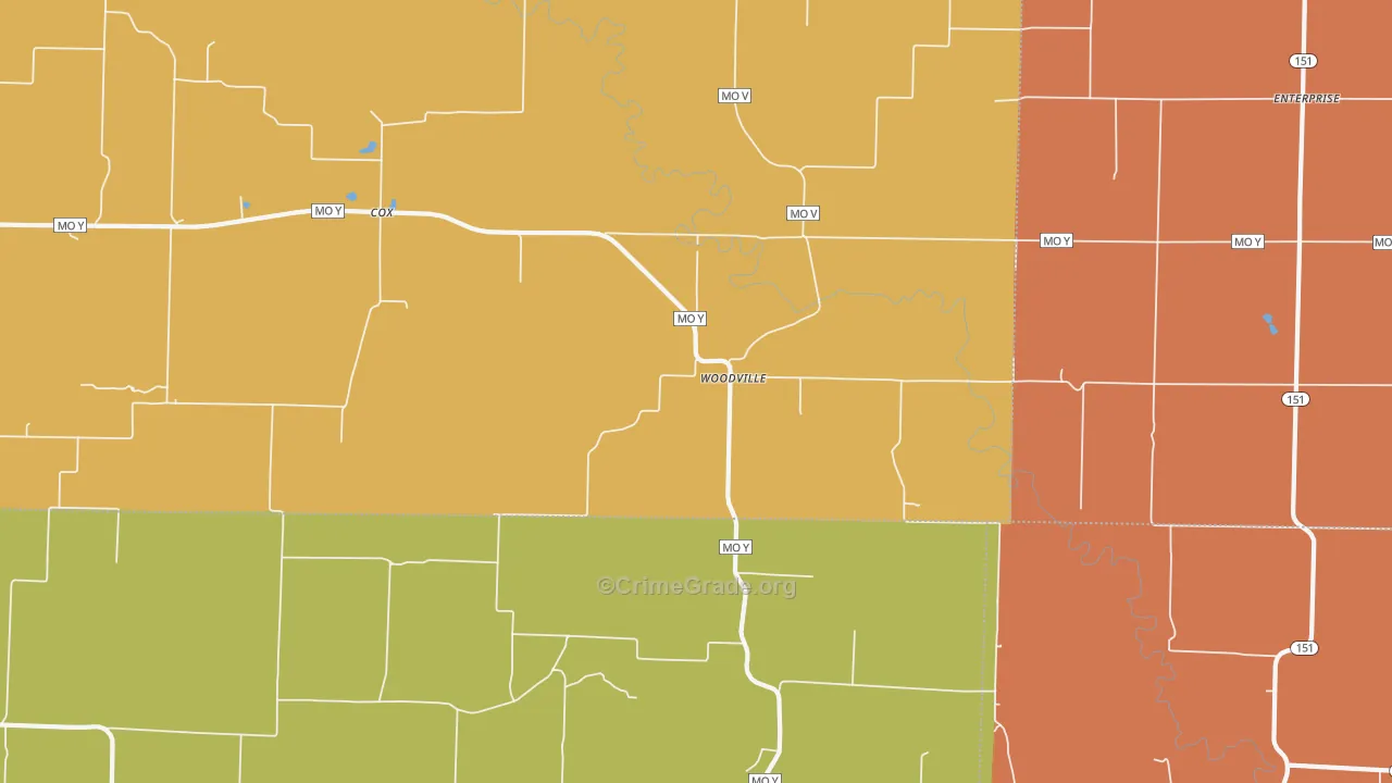 Woodville, MO Map of Arson Rates