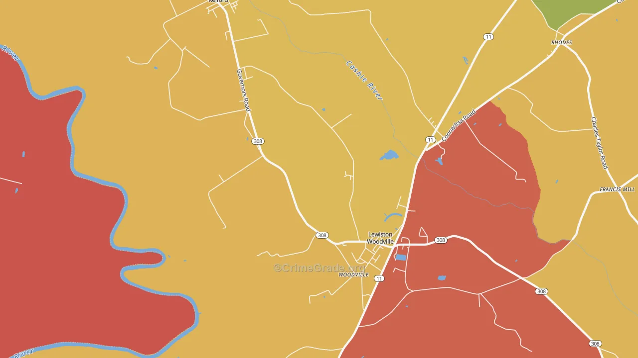 Woodville, NC Map of Arson Rates
