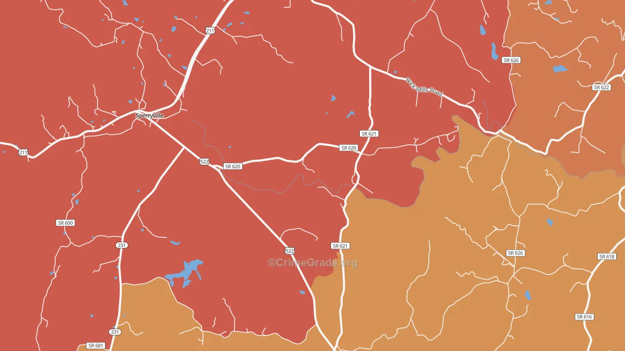 Woodville, VA Map of Arson Rates