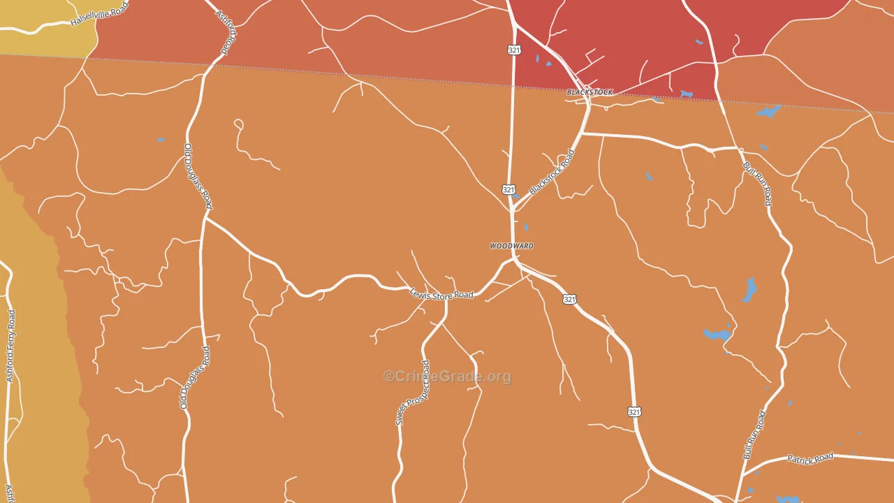 Woodward, SC Map of Arson Rates