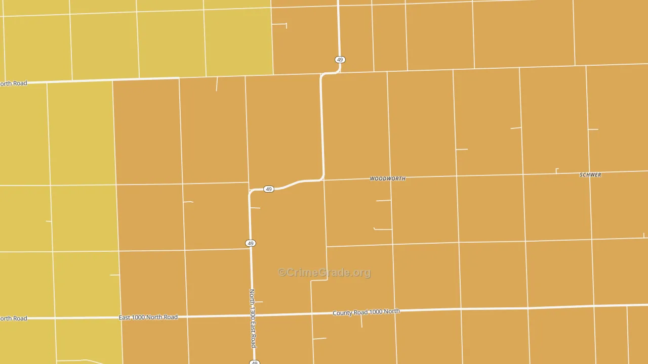 Woodworth, IL Map of Arson Rates