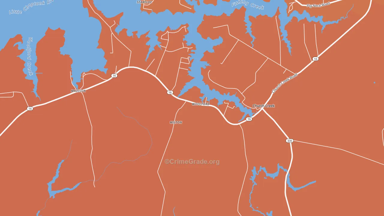 Woolford, MD Map of Arson Rates
