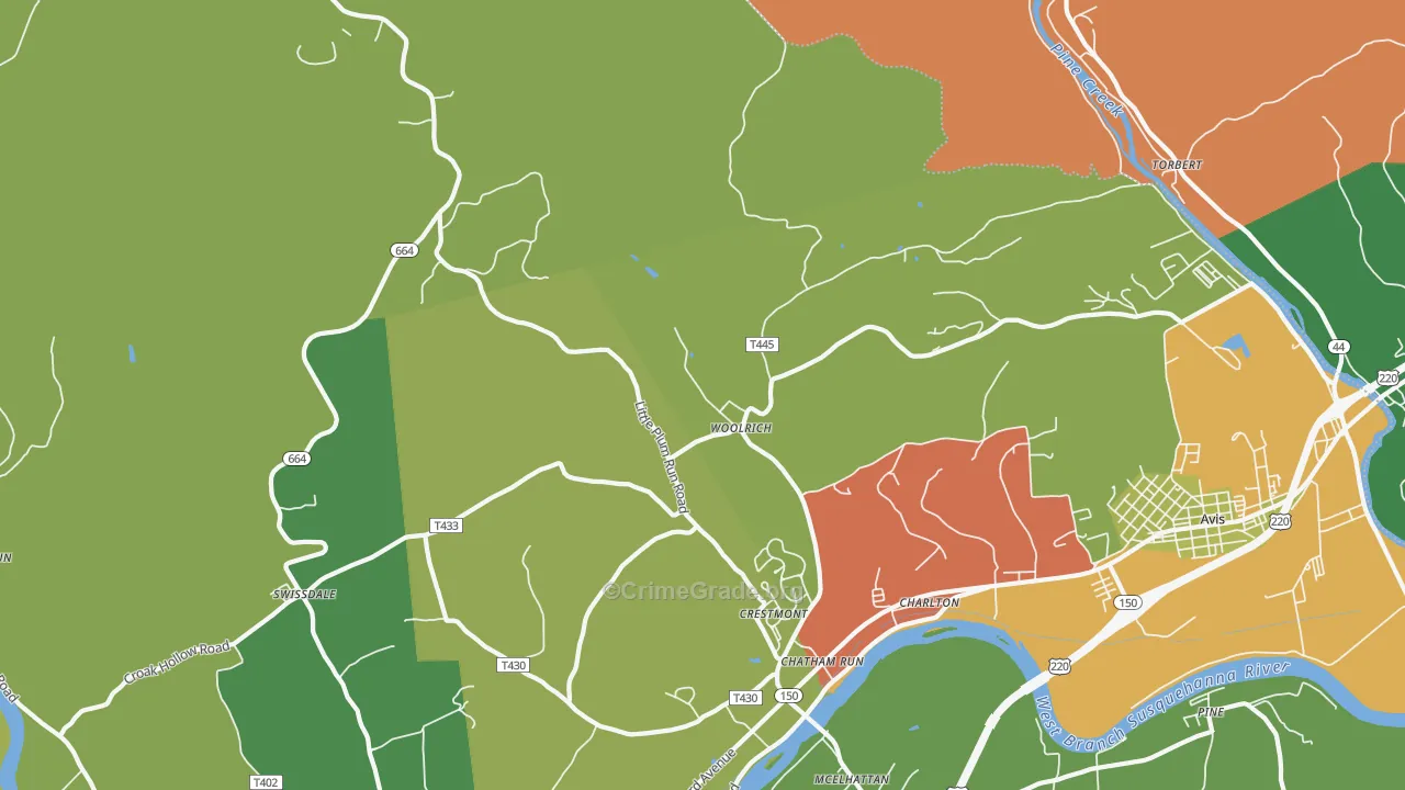 Woolrich, PA Map of Arson Rates