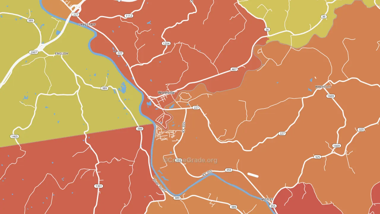 Worthville, KY Map of Arson Rates