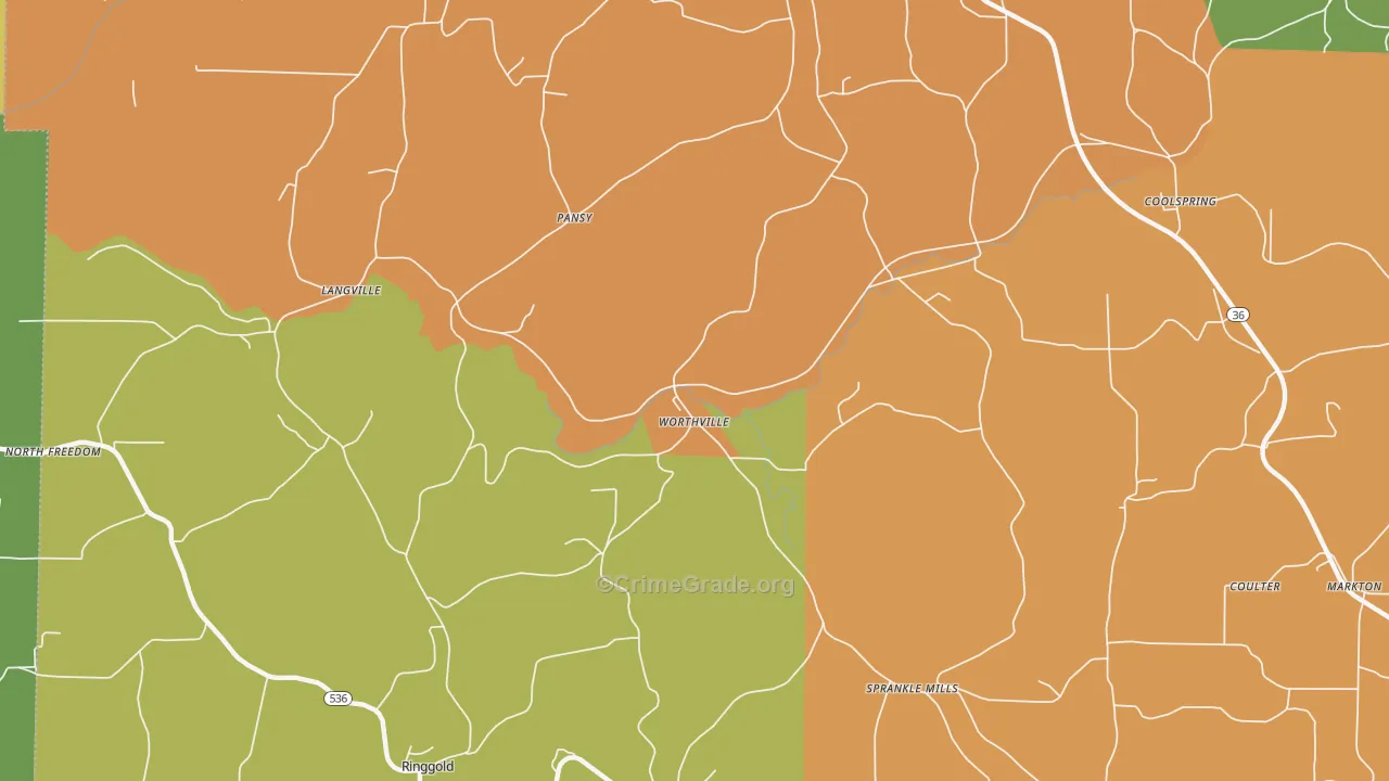 Worthville, PA Map of Arson Rates