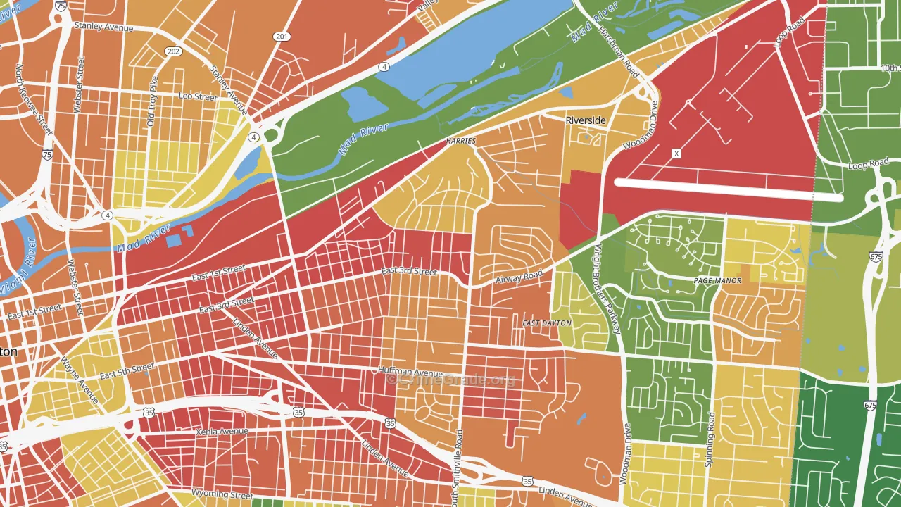 Wright View, Dayton, OH Map of Arson Rates