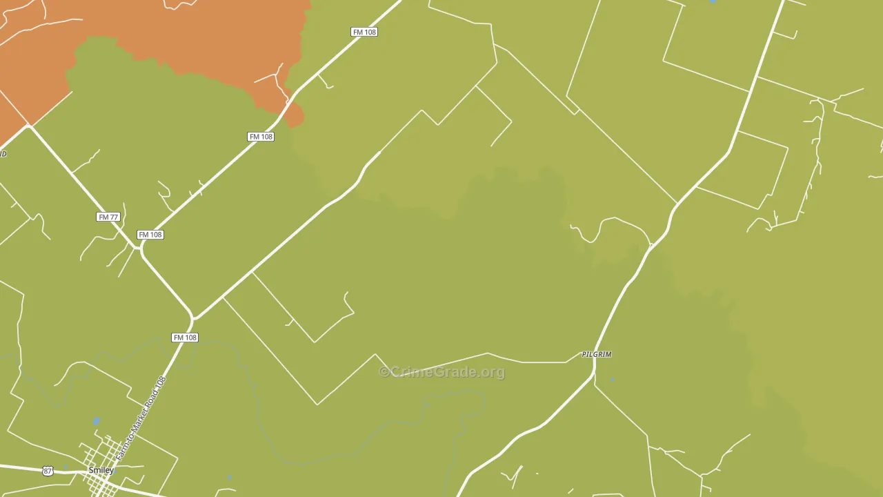 Wrightsboro, TX Map of Arson Rates