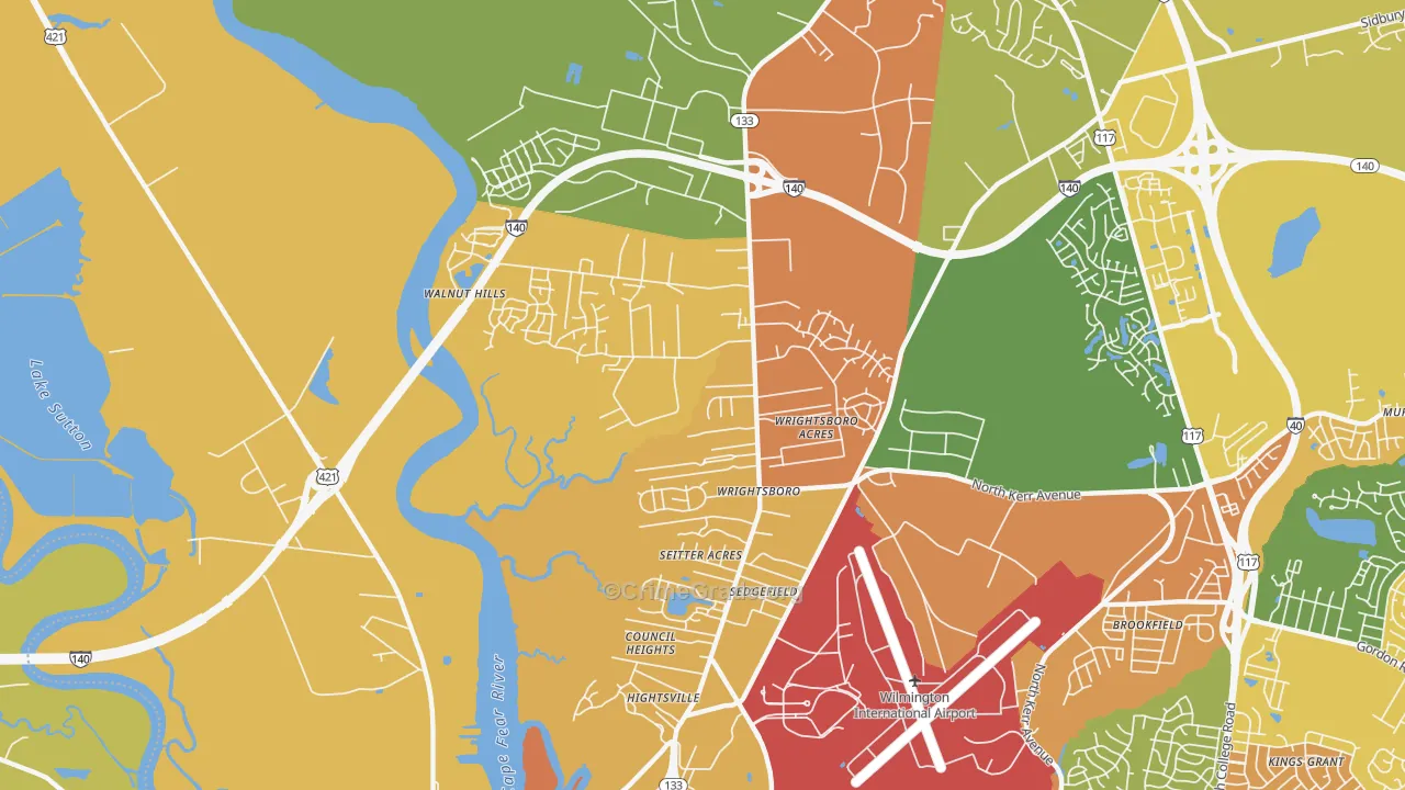 Wrightsboro, Wilmington, NC Map of Arson Rates