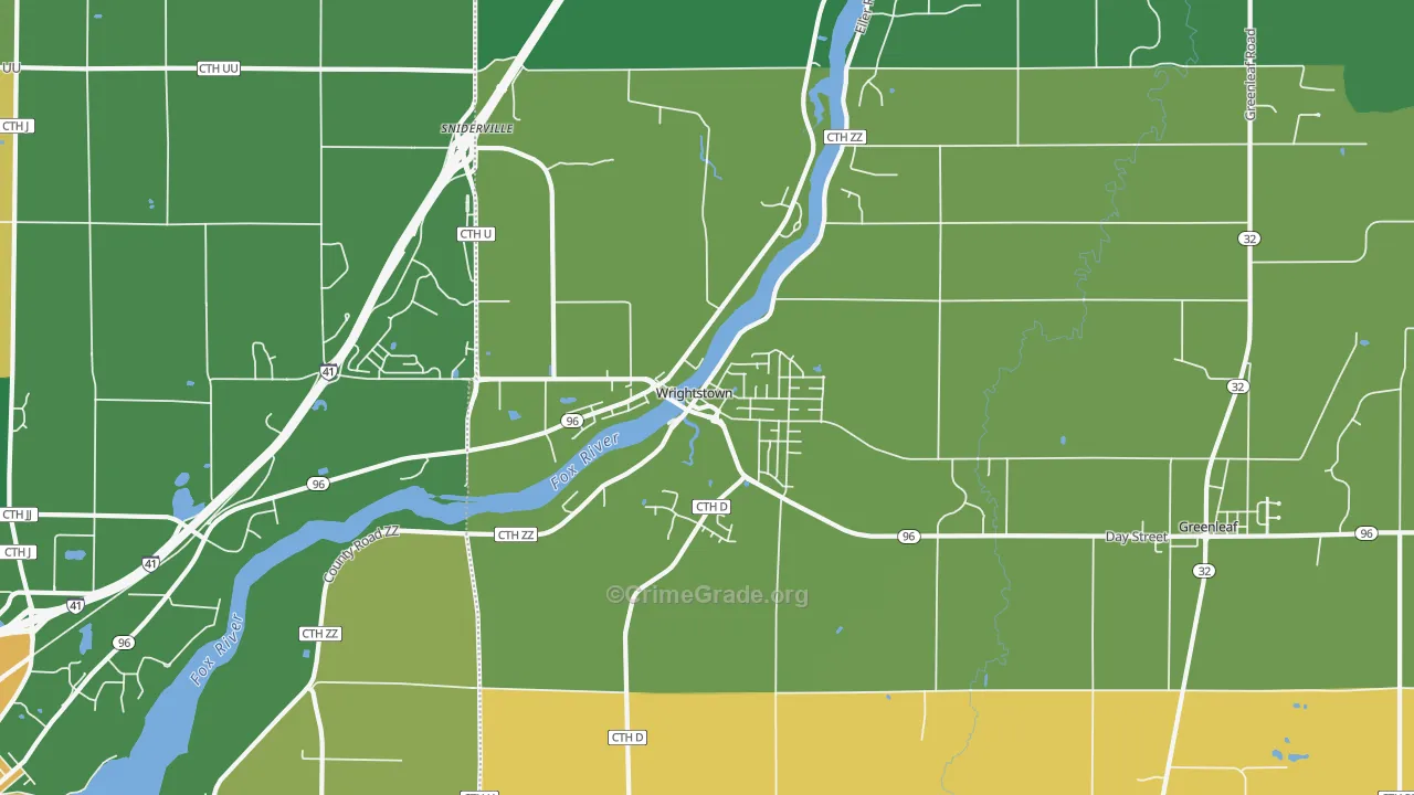 Wrightstown, WI Map of Arson Rates