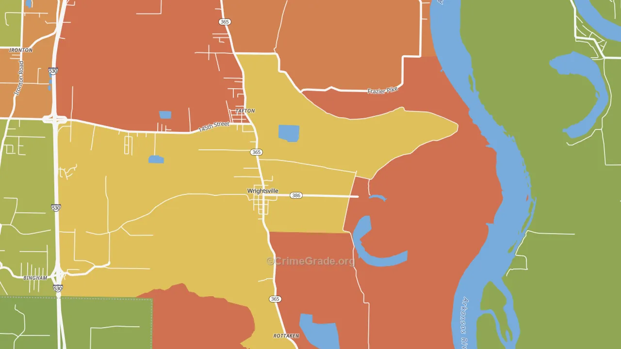 Wrightsville, AR Map of Arson Rates