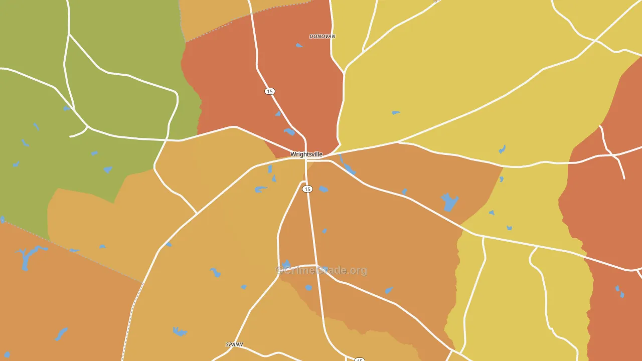 Wrightsville, GA Map of Arson Rates