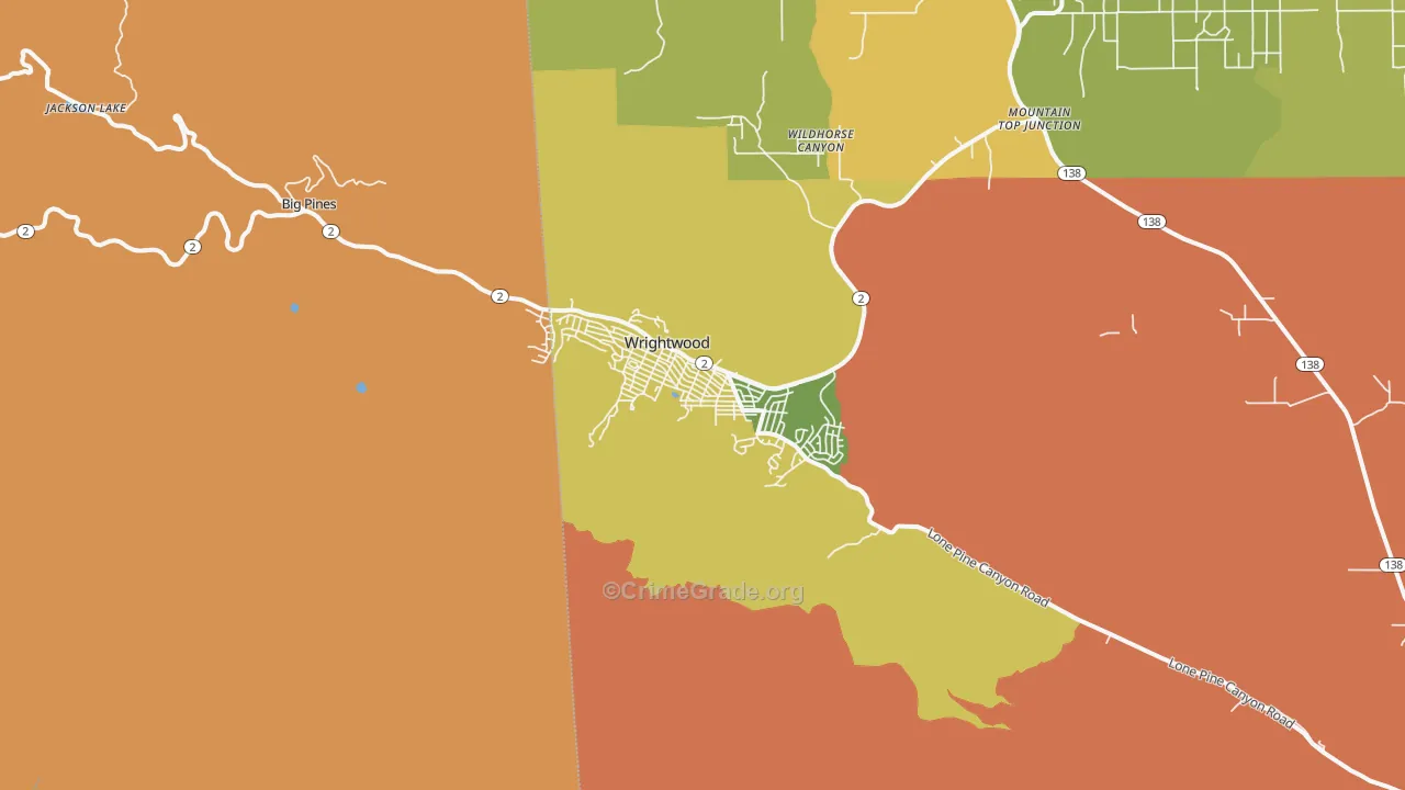 Wrightwood, CA Map of Arson Rates