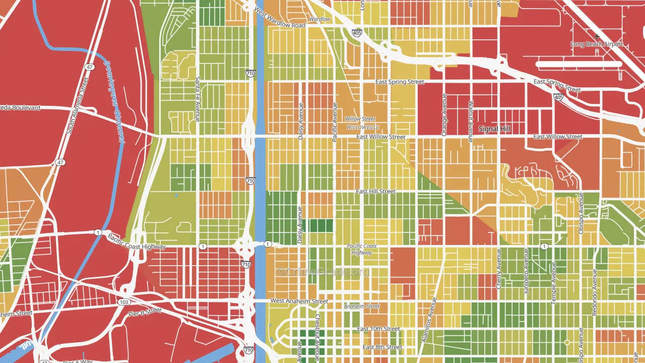 Wrigley, Long Beach, CA Map of Arson Rates