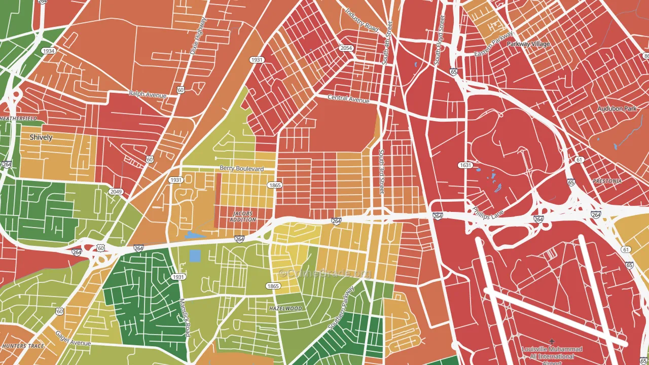 Wyandotte, Louisville, KY Map of Arson Rates