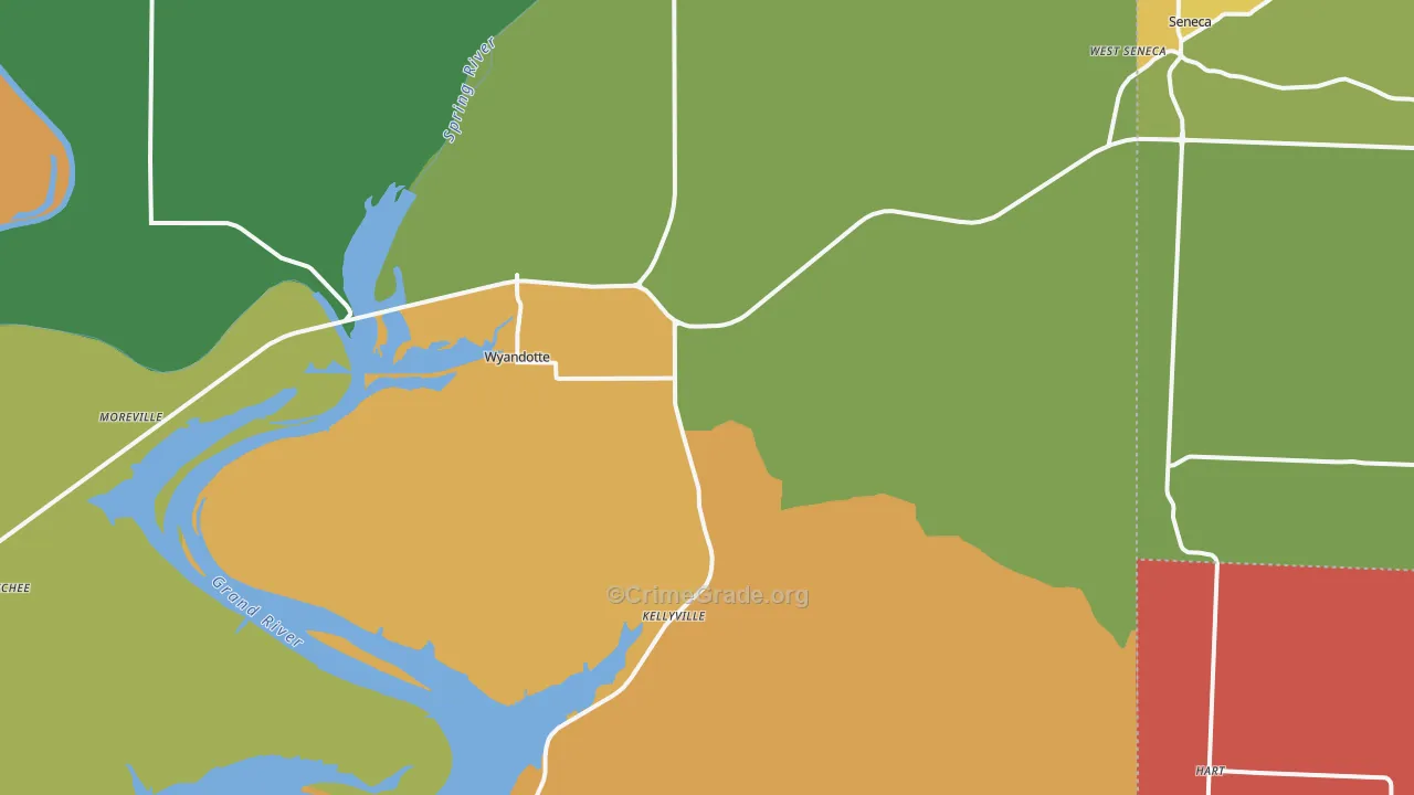 Wyandotte, OK Map of Arson Rates