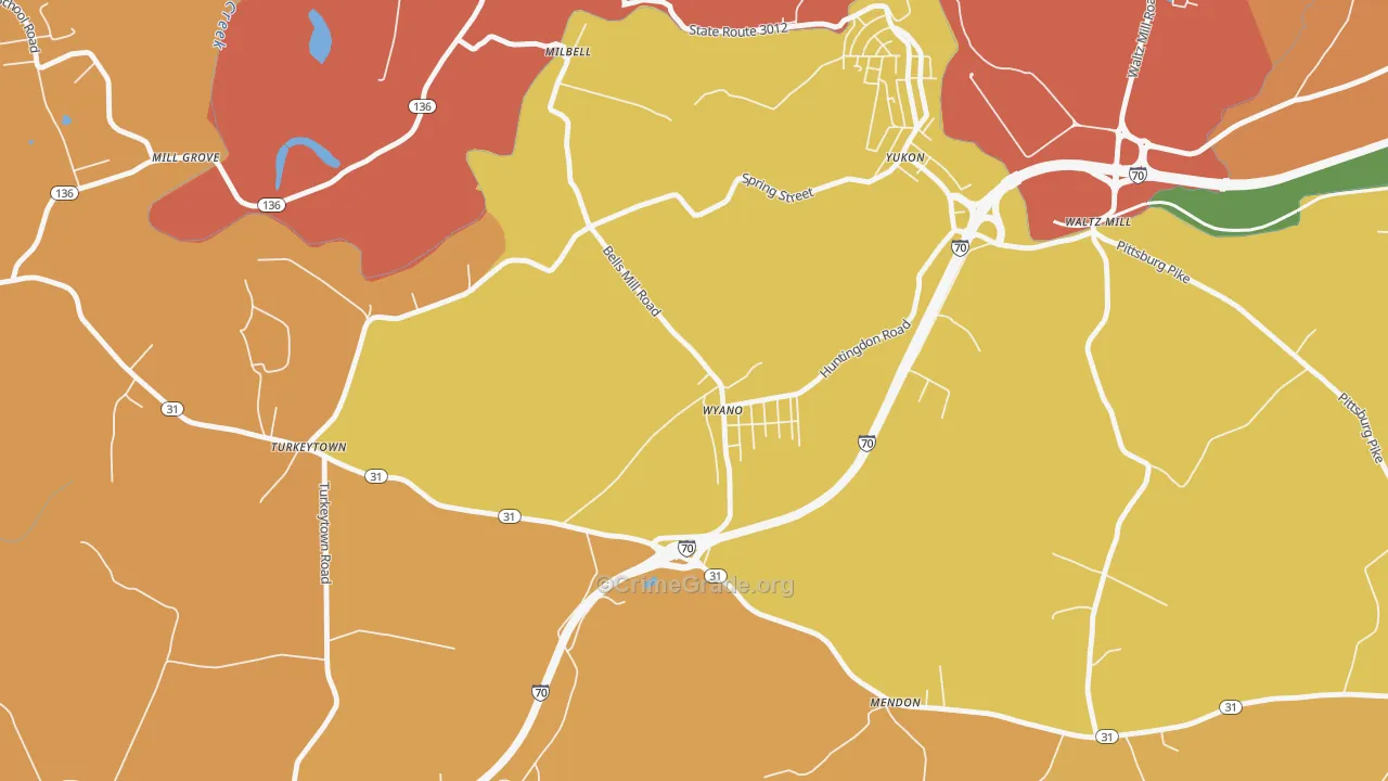 Wyano, PA Map of Arson Rates