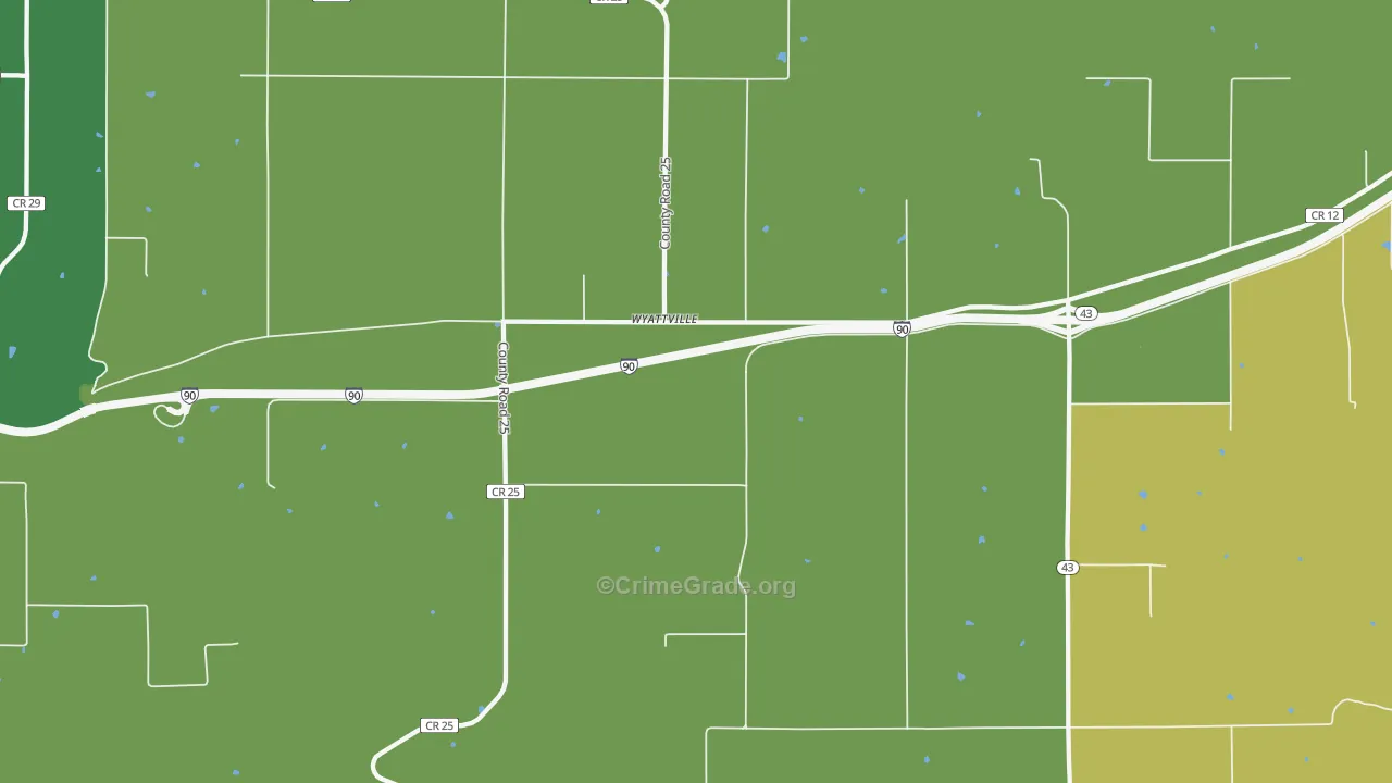 Wyattville, MN Map of Arson Rates