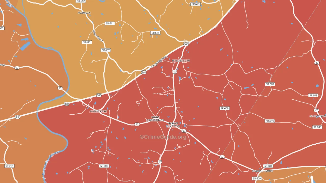 Wylliesburg, VA Map of Arson Rates