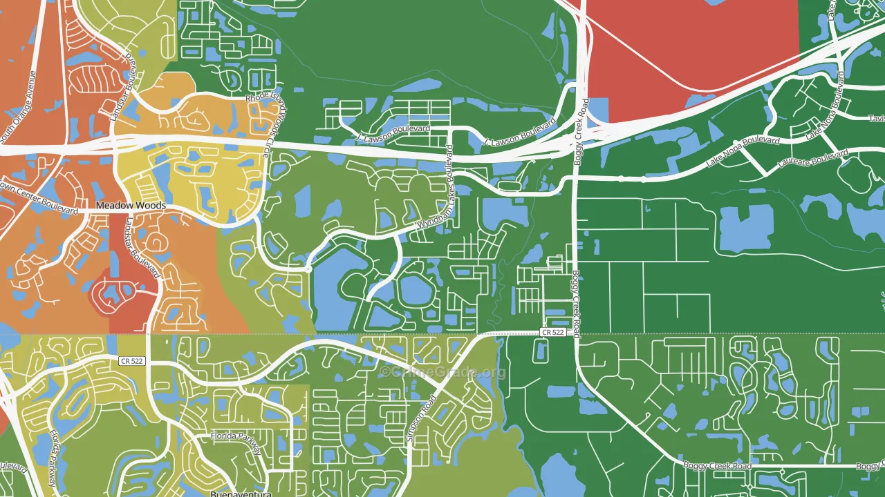 Wyndham Lakes Estates, Meadow Woods, FL Map of Arson Rates