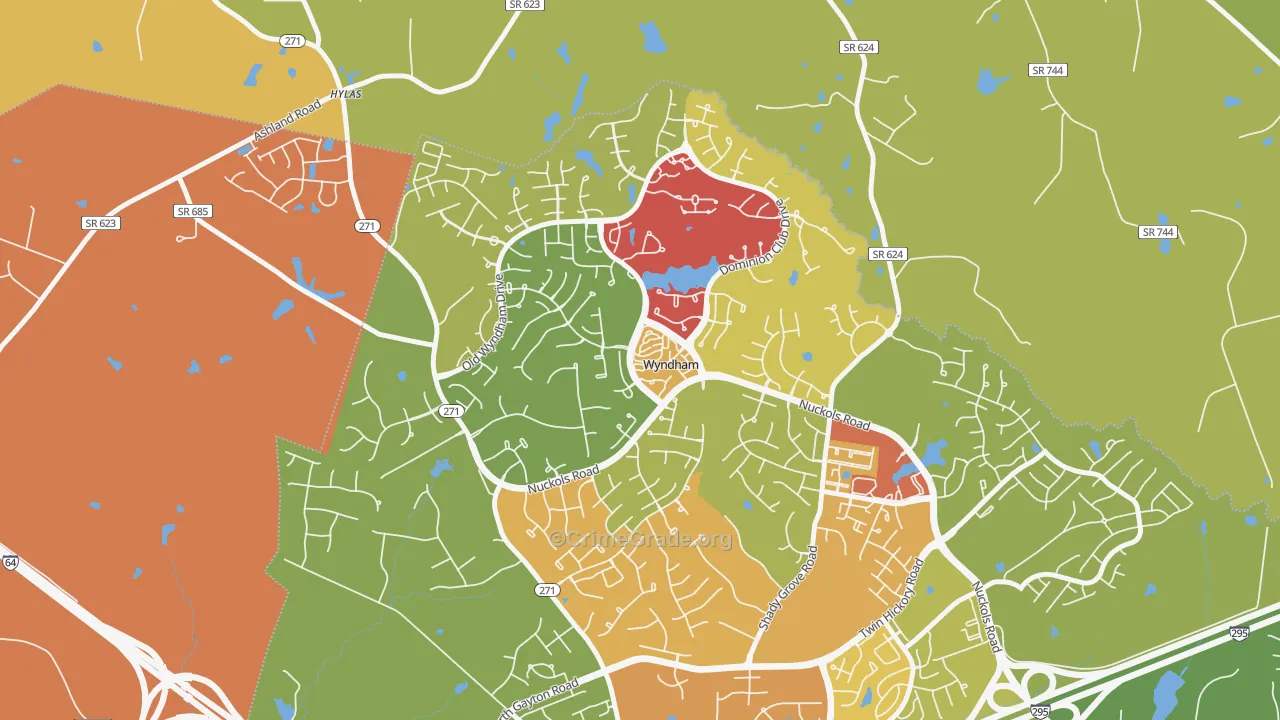 Wyndham, VA Map of Arson Rates