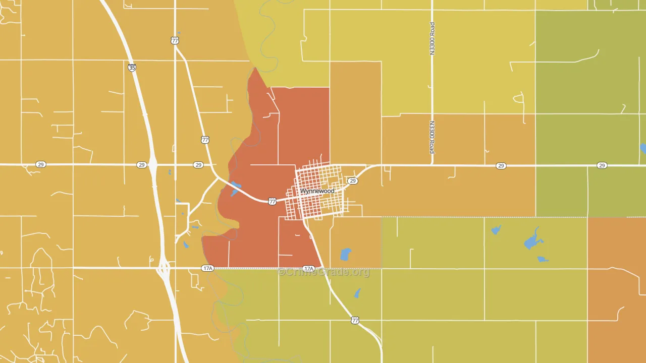 Wynnewood, OK Map of Arson Rates
