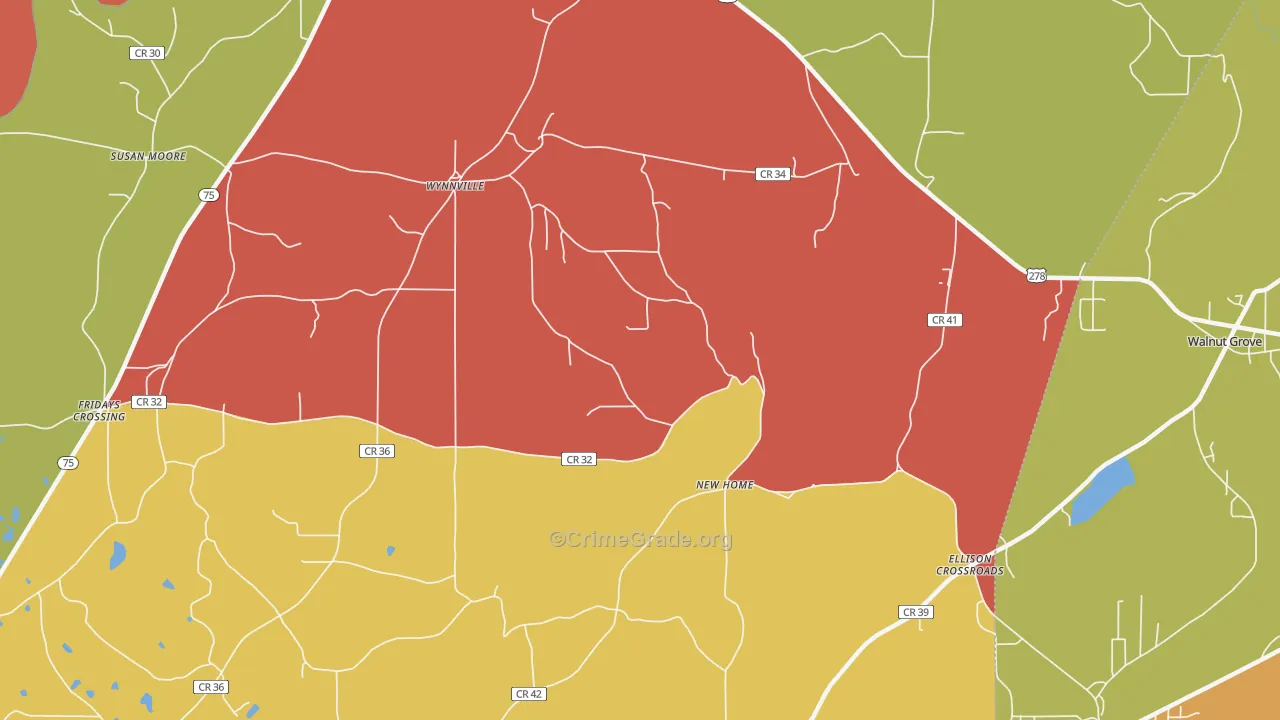 Wynnville, AL Map of Arson Rates