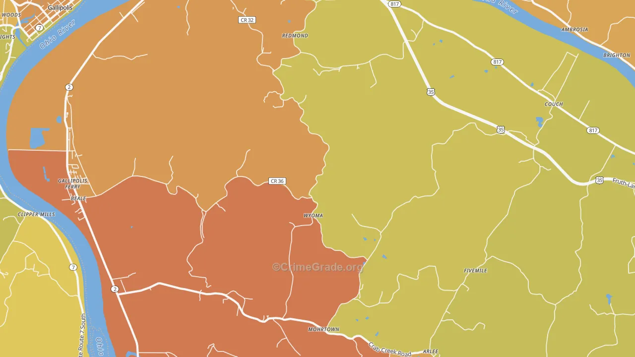 Wyoma, WV Map of Arson Rates