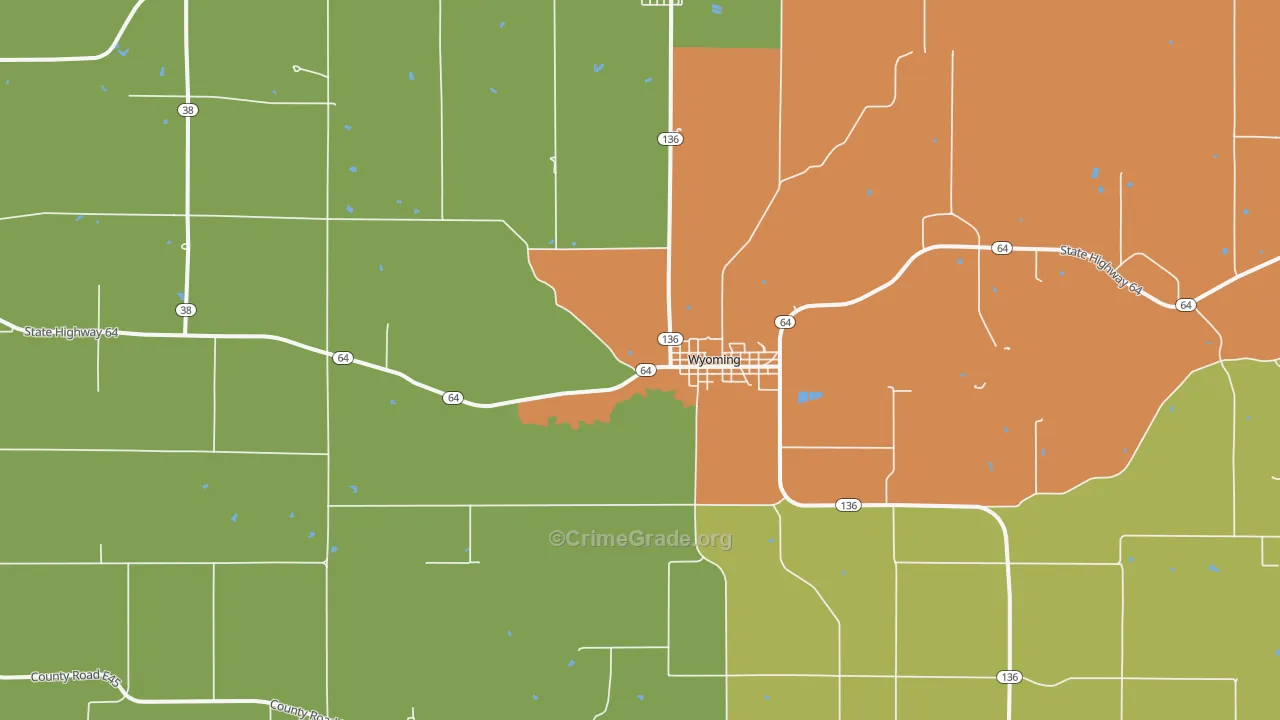 Wyoming, IA Map of Arson Rates
