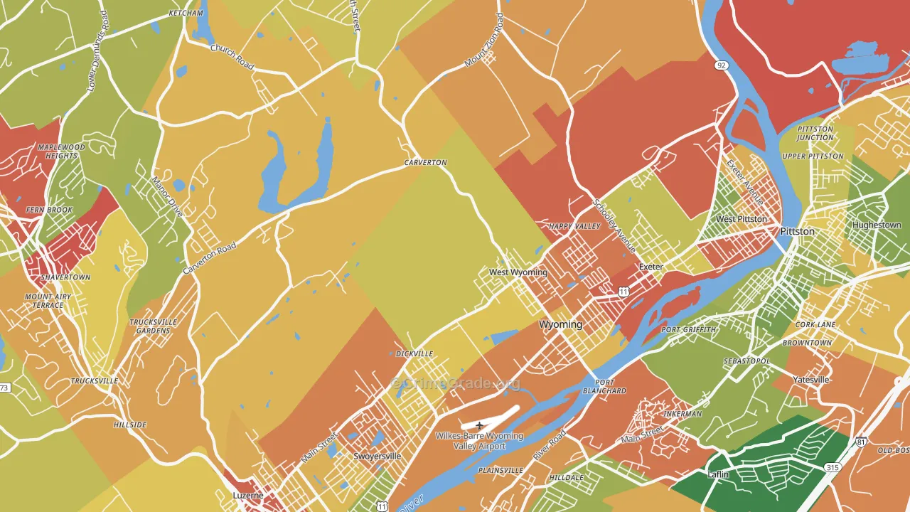 Wyoming, PA Map of Arson Rates