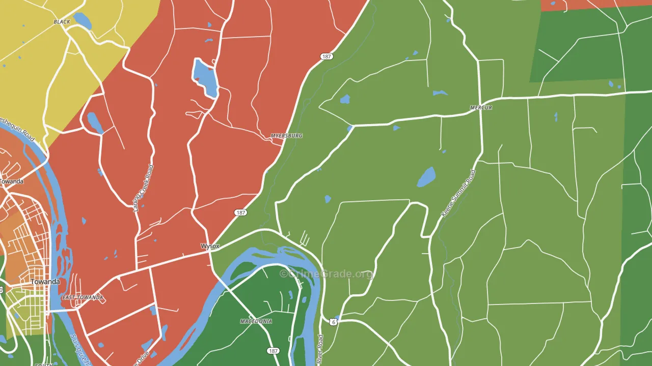 Wysox, PA Map of Arson Rates