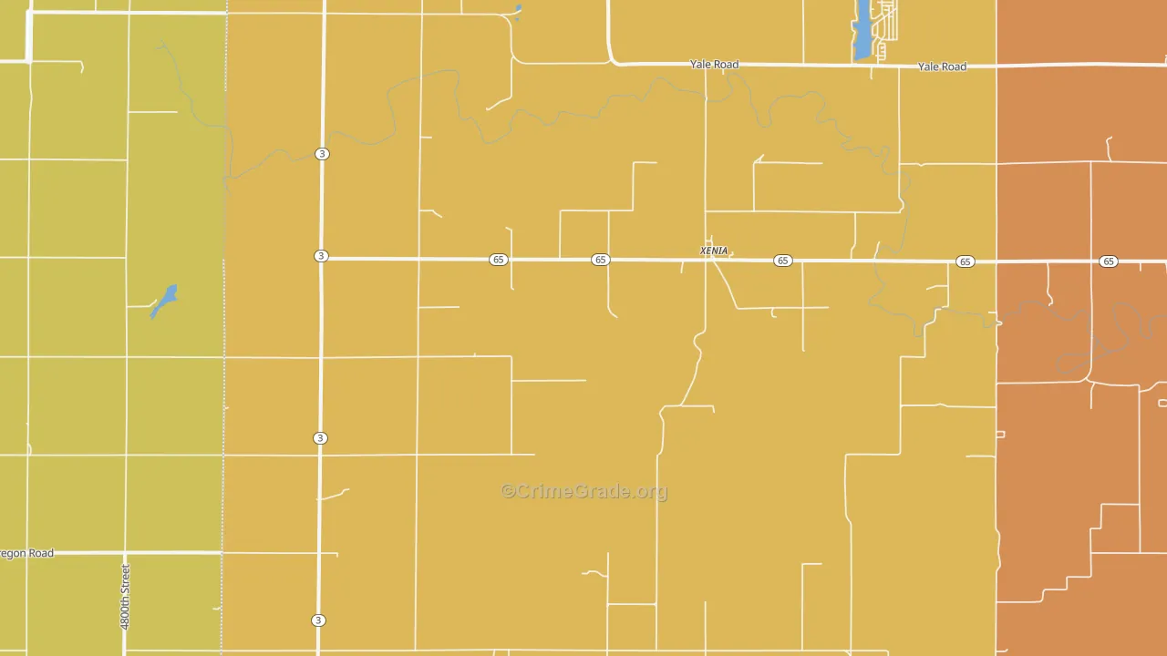 Xenia, KS Map of Arson Rates