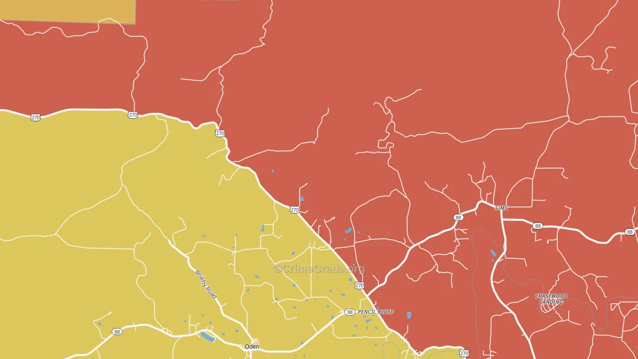 Y City, AR Map of Arson Rates
