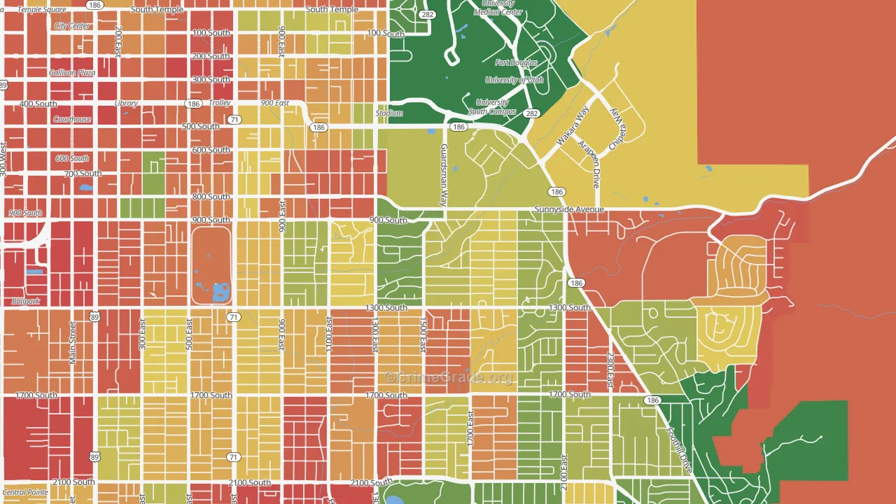 Yalecrest, Salt Lake City, UT Map of Arson Rates