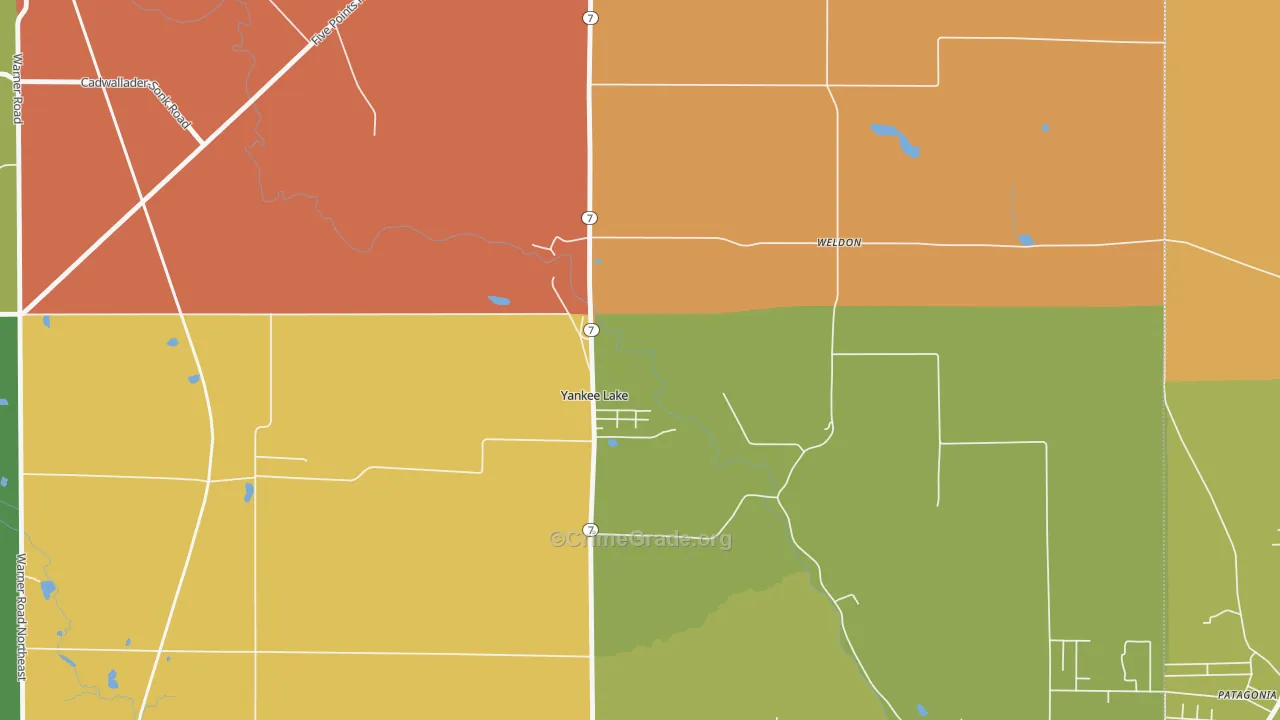 Yankee Lake, OH Map of Arson Rates